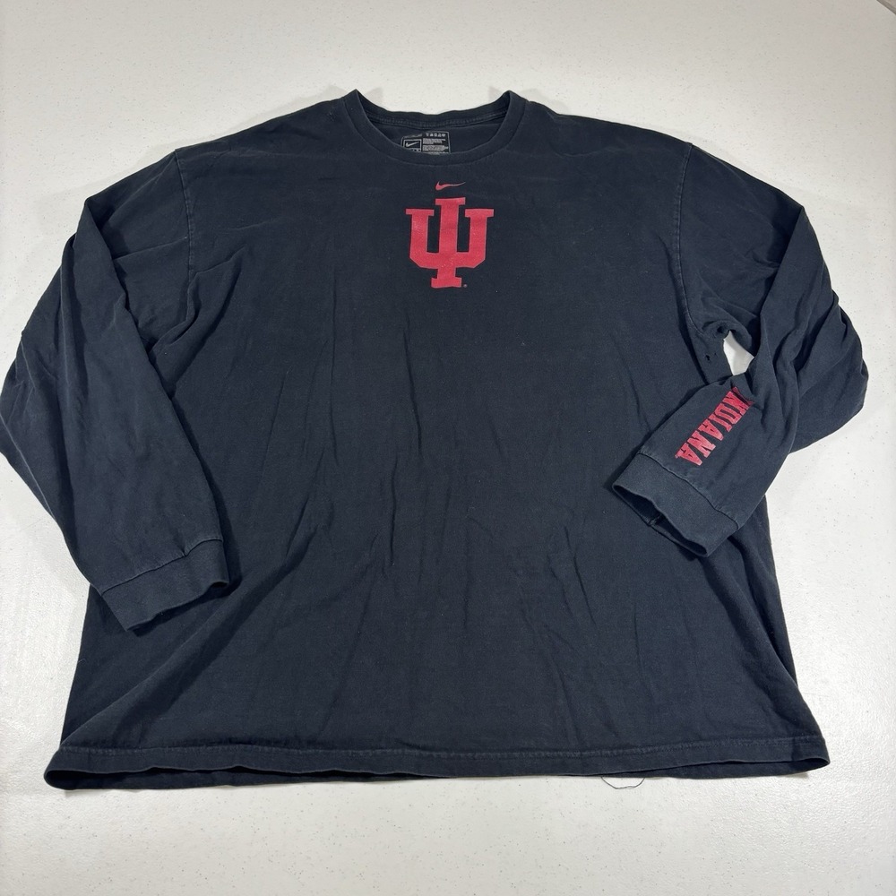 Vintage Nike Indiana Hoosiers T Shirt Mens XXL Center Swoosh Long Sleeve Flaws*